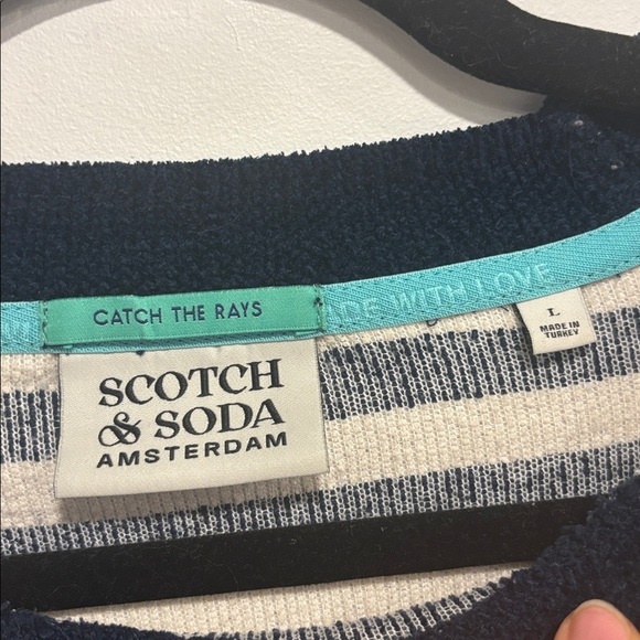 Scotch & Soda Striped Cotton Sweater Navy Cream | Classic Nautical Knit (L) - Picture 3 of 6